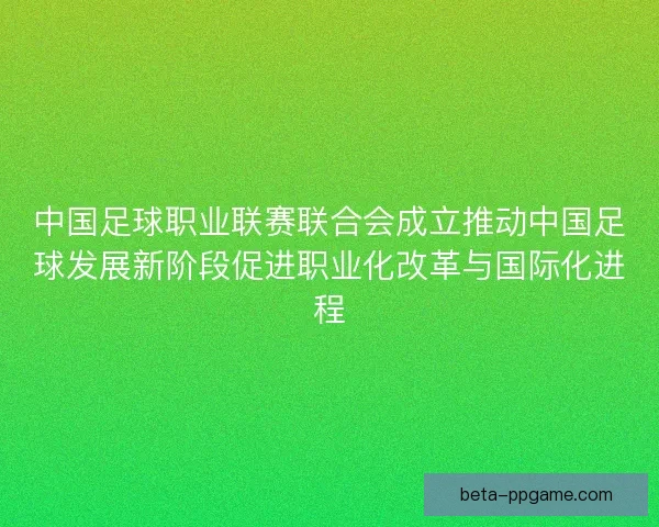 中国足球职业联赛联合会成立推动中国足球发展新阶段促进职业化改革与国际化进程